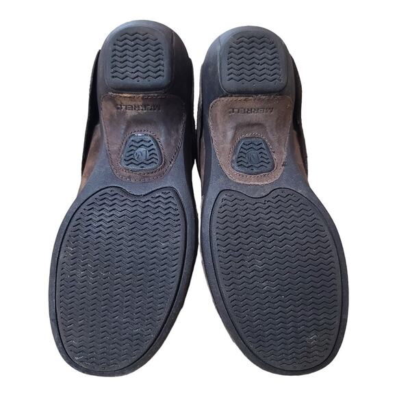 Merrell Chocolate Brown Leather Luxe Wrap Studded Clogs Mules Shoes Women's 7 - Picture 5 of 7